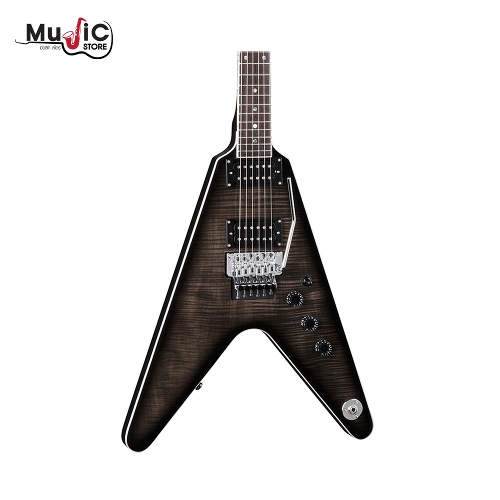 กีตาร์ไฟฟ้า Dean V 79 Flame Top Floyd สี Trans Black - รูปที่ 1