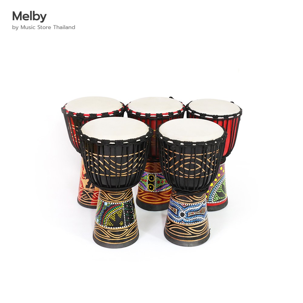 Melby กลองจัมเบ้ (Djembe) หนังแกะ 8 นิ้ว คละลาย